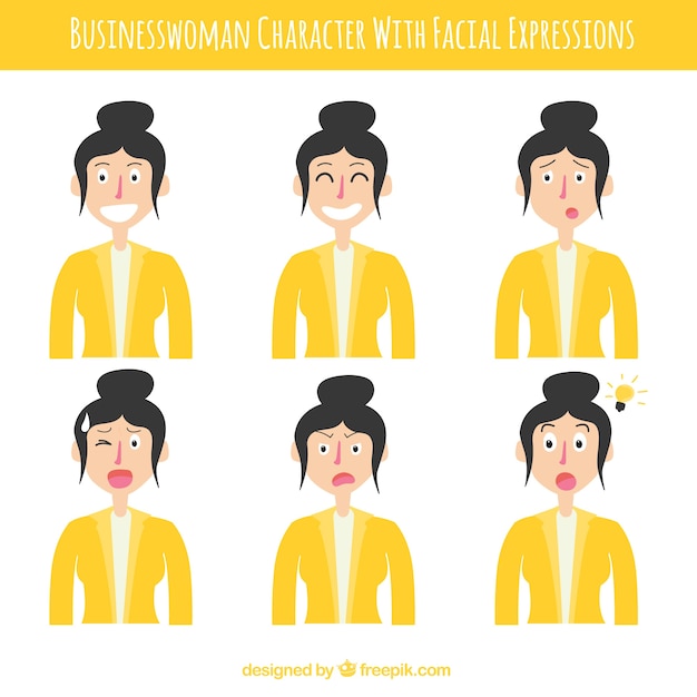 Collection of business woman with yellow\
suit