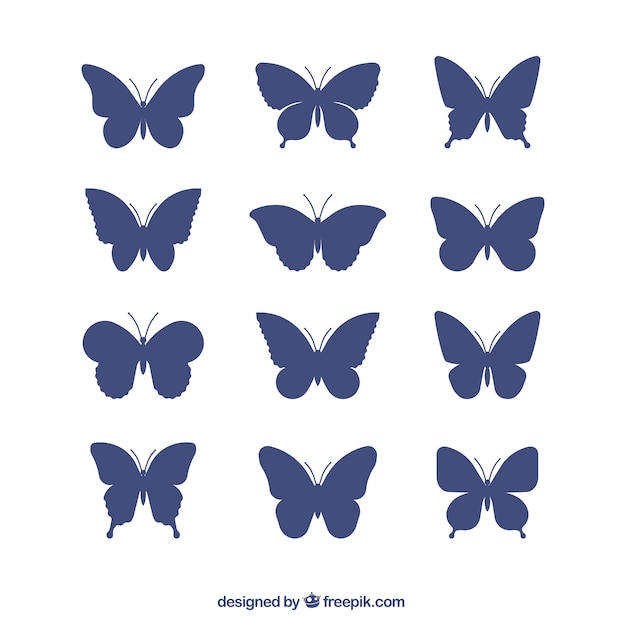 Collection of butterflies silhouettes