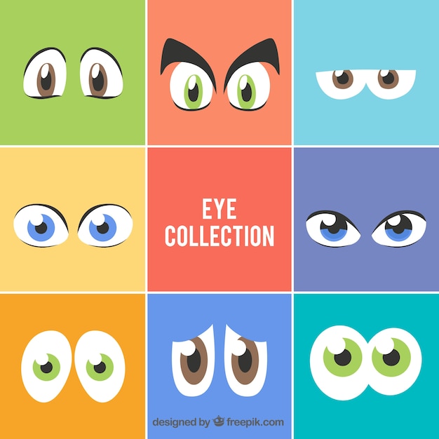 Collection Of Cartoon Characters Eyes Vector 