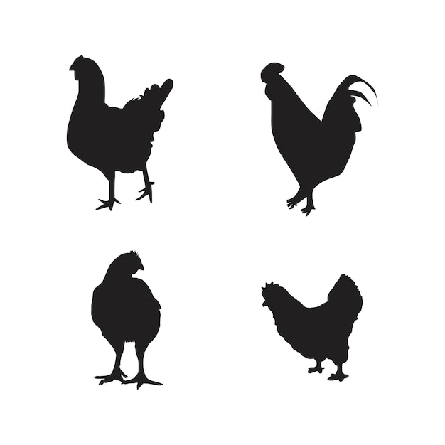 鶏動物シルエットベクトルイラスト集 プレミアムベクター