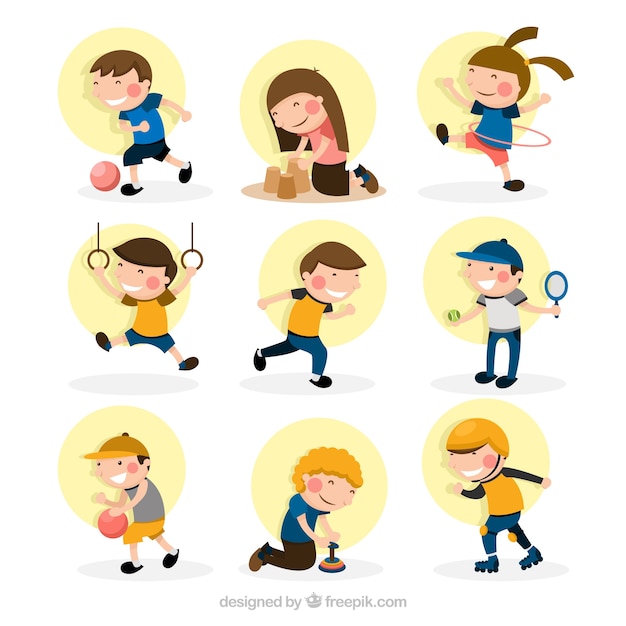 Collection of children's characters Vector | Free Download