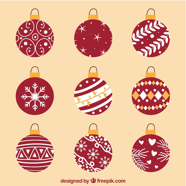 Collection of christmas ball in flat design Vector | Free Download