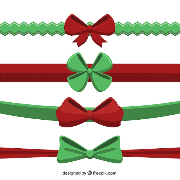 Download Collection of christmas ribbons in flat style Vector ...