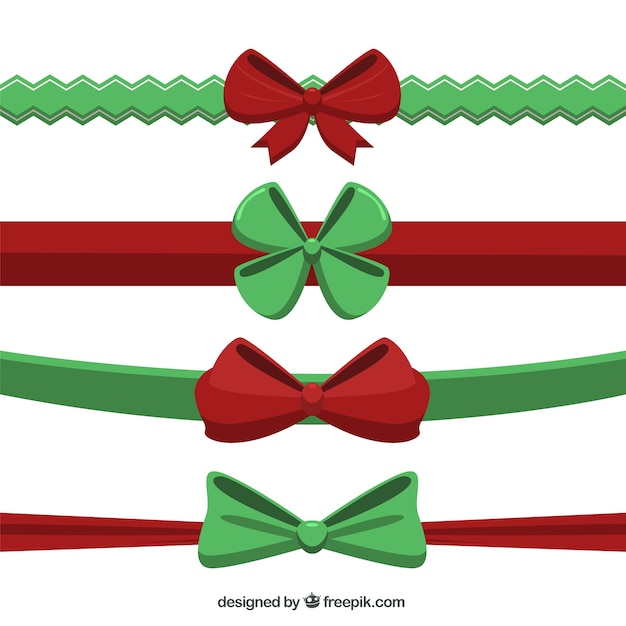 Collection of christmas ribbons in flat style Vector ...