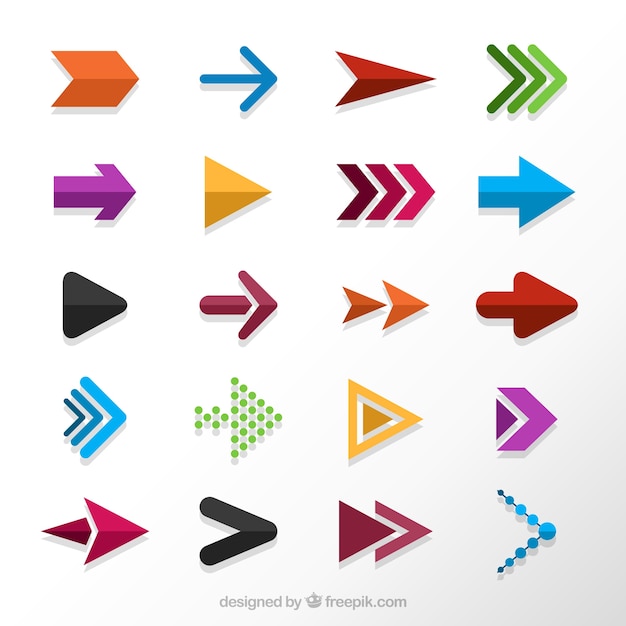 Download Collection of colored arrows in flat design Vector | Free Download