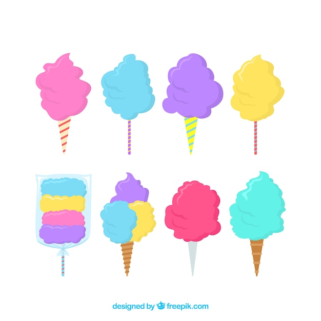 Collection of colored cotton candy