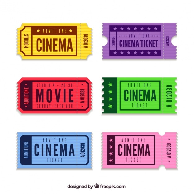 Collection of colorful cinema tickets in flat design Vector | Free Download