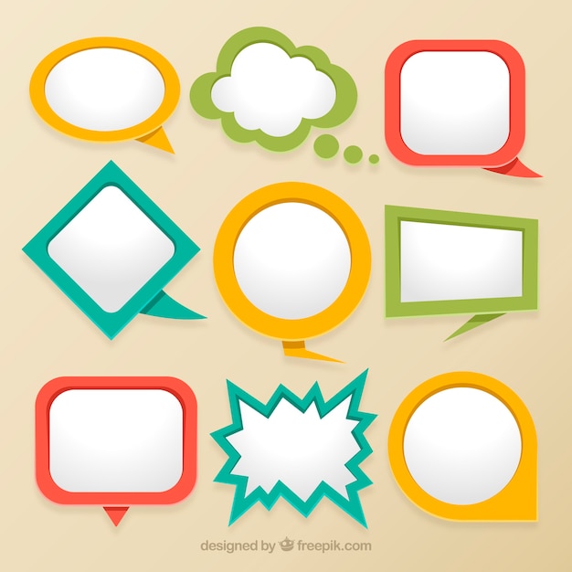 Collection of colorful flat speech bubble