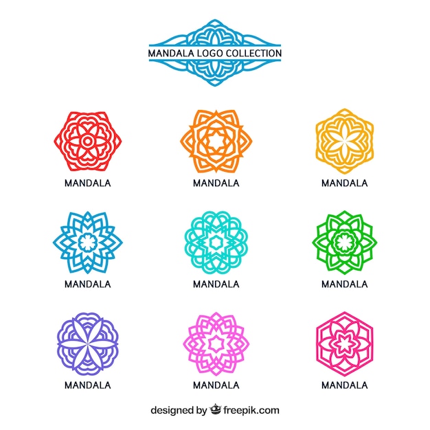 Collection of colorful mandalas logos Vector | Free Download