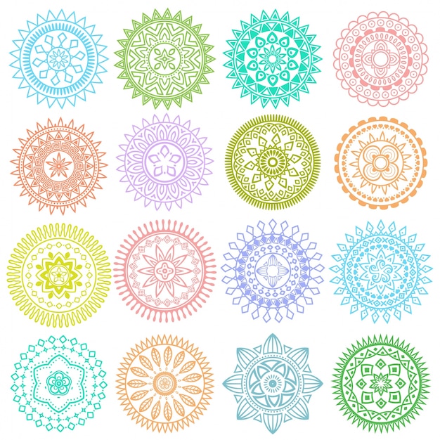 Download Collection of colorful round mandalas Vector | Free Download