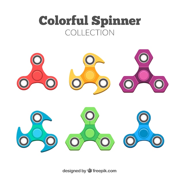 Collection of colorful spinners in flat\
design