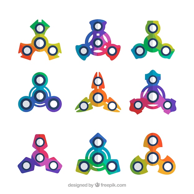 Collection of colorful spinners
