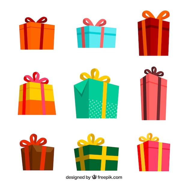 Download Collection of colourful christmas presents Vector | Free ...