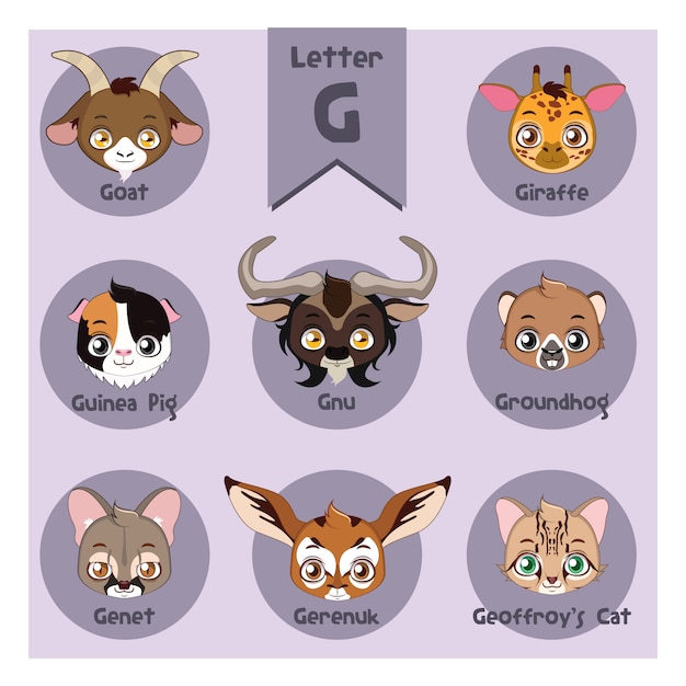 Collection of cute animal stickers