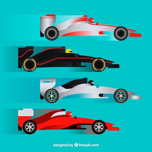 Collection of different formula 1 cars