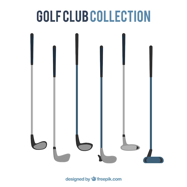 Collection of different golf clubs