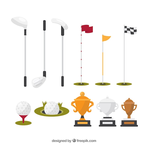 Collection of different golf elements
