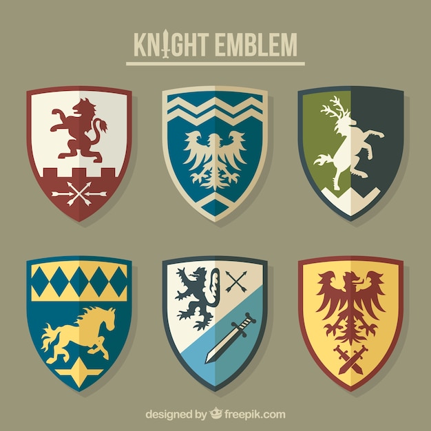 異なる騎士紋章のコレクション 無料のベクター