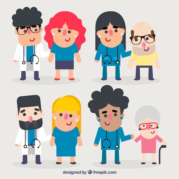 Collection of doctors with patients