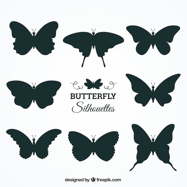Download Collection of eight butterfly silhouettes Vector | Free ...