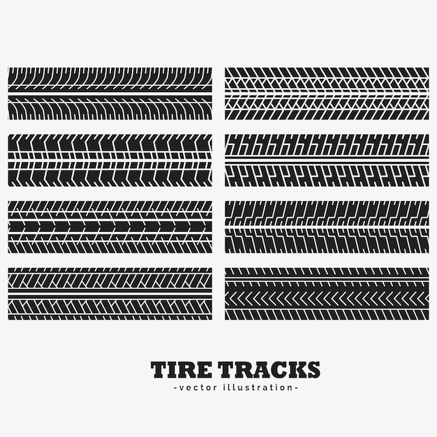 Collection of eight tire track marks Vector | Free Download