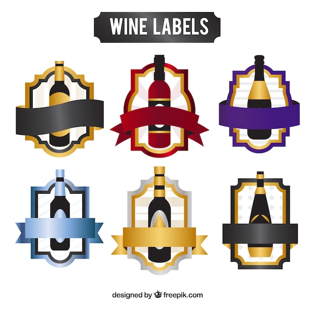 Collection of elegant wine stickers