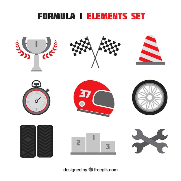 Collection of f1 racing elements