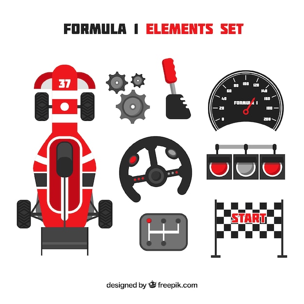 Collection of f1 racing elements