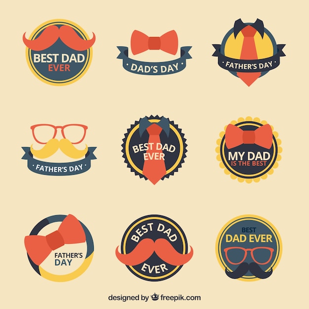 Collection of father\'s day labels with yellow\
details