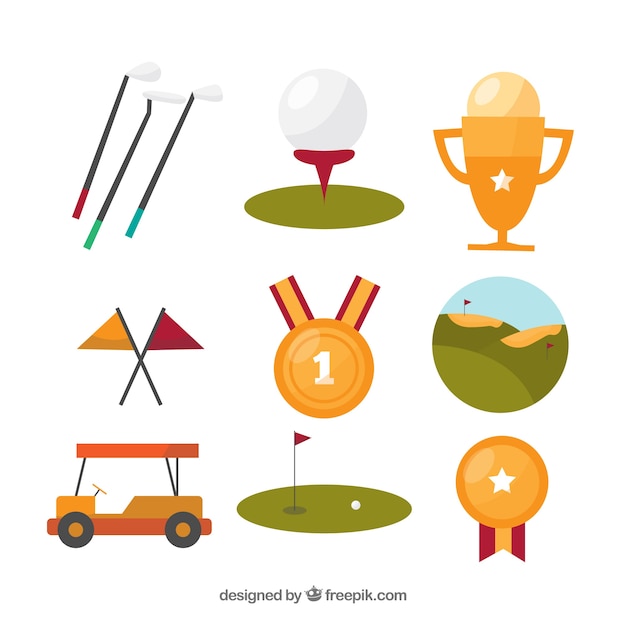 Collection of flat golf elements