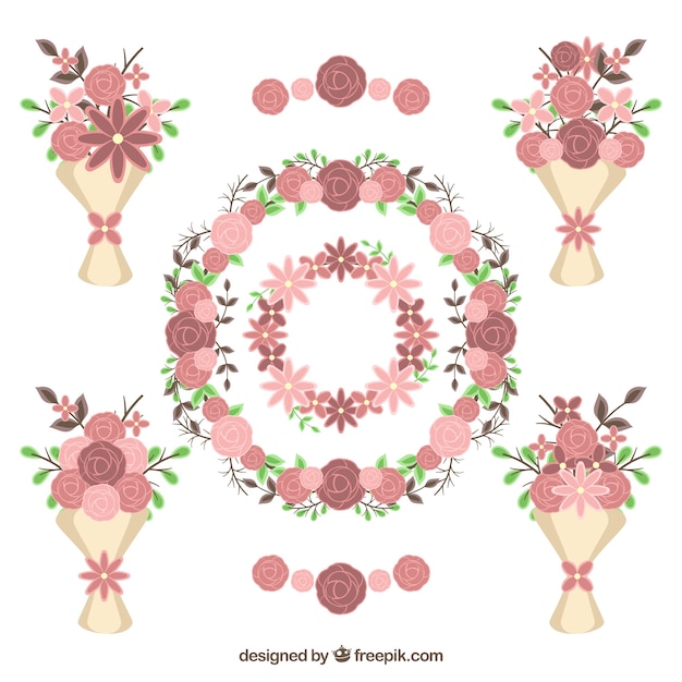 Collection of floral decoration for valentine\'s\
day