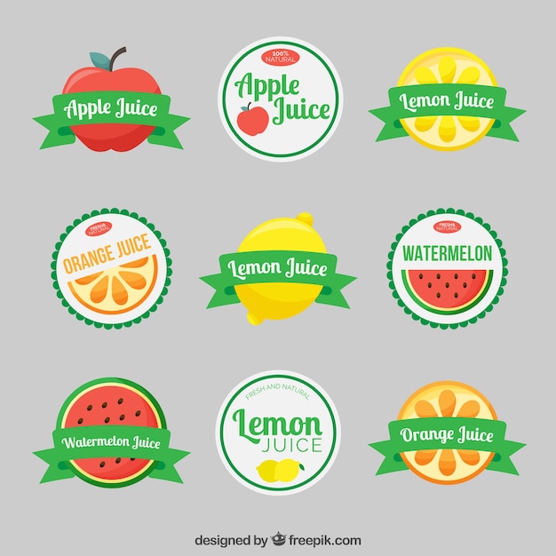 Collection of fruit stickers in vintage\
style