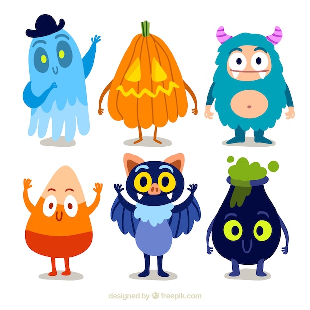 Download Collection of funny halloween character Vector | Free Download