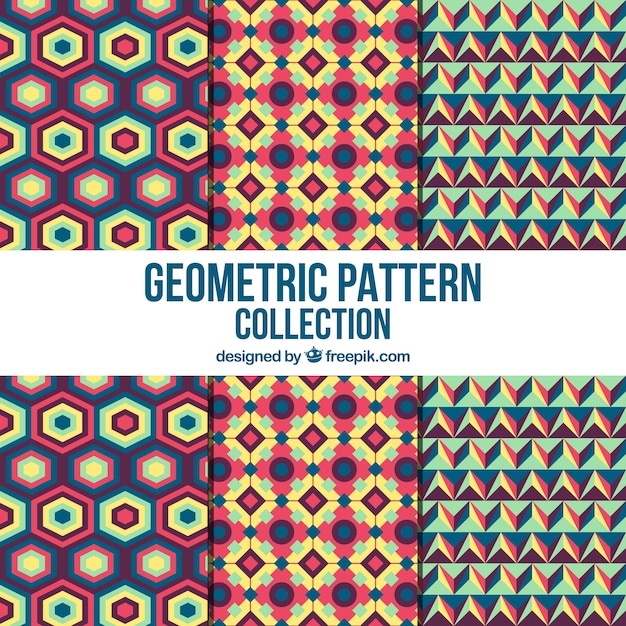 Collection of geometric retro patterns