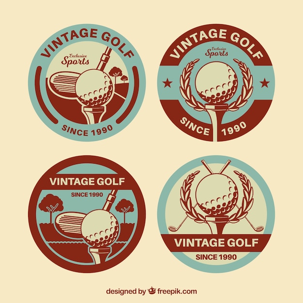 Collection of golf labels in retro style