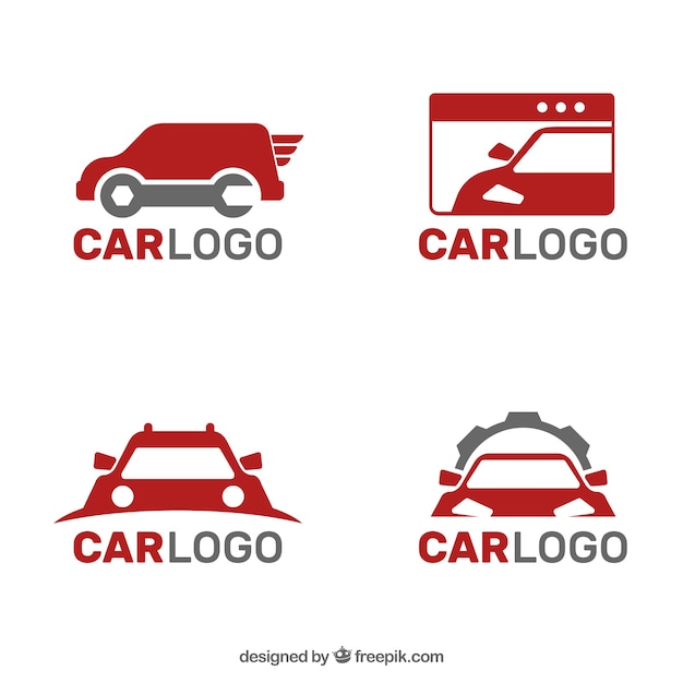 Collection of gray and red car logos