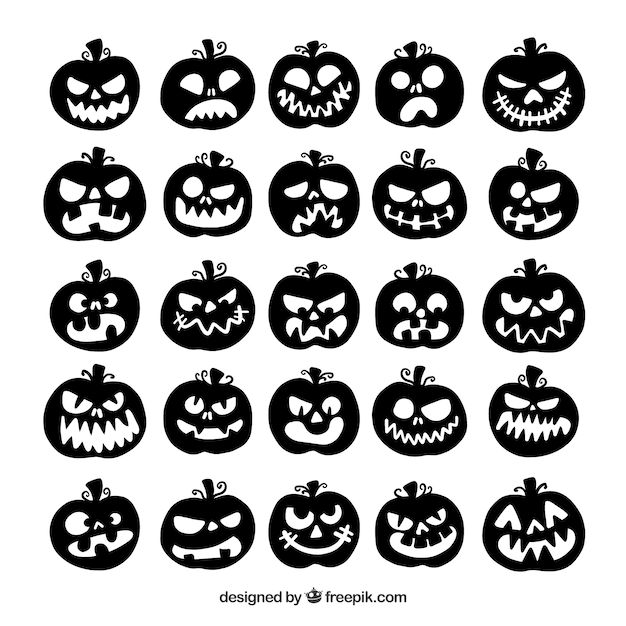 Collection of halloween pumpkin\
silhouette