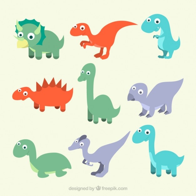 Download Collection of hand drawn baby dinosaur Vector | Free Download