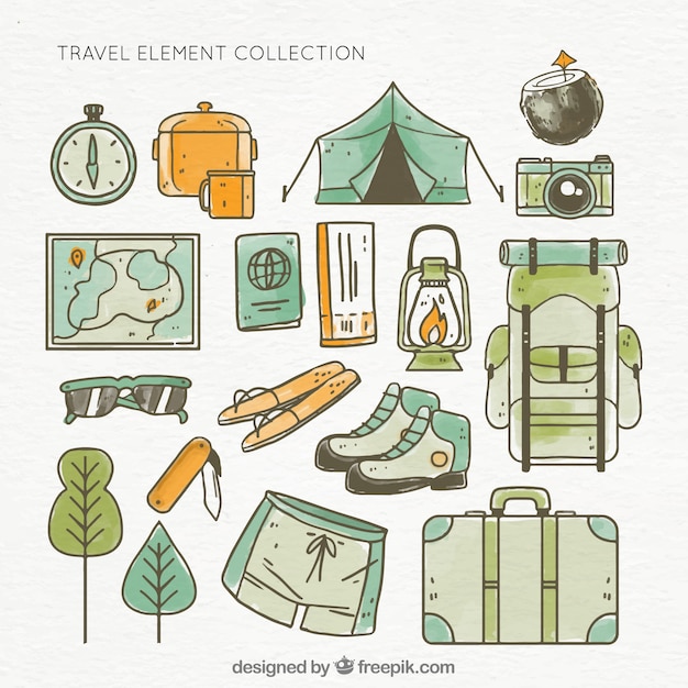 Collection of hand drawn camp element