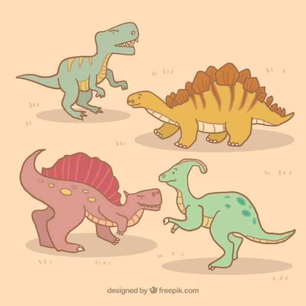 Collection of hand drawn dinosaur
