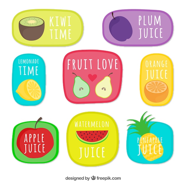 Collection of hand drawn fruit stickers