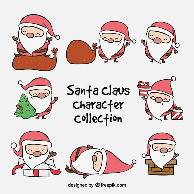 Collection of hand drawn lovely santa claus
