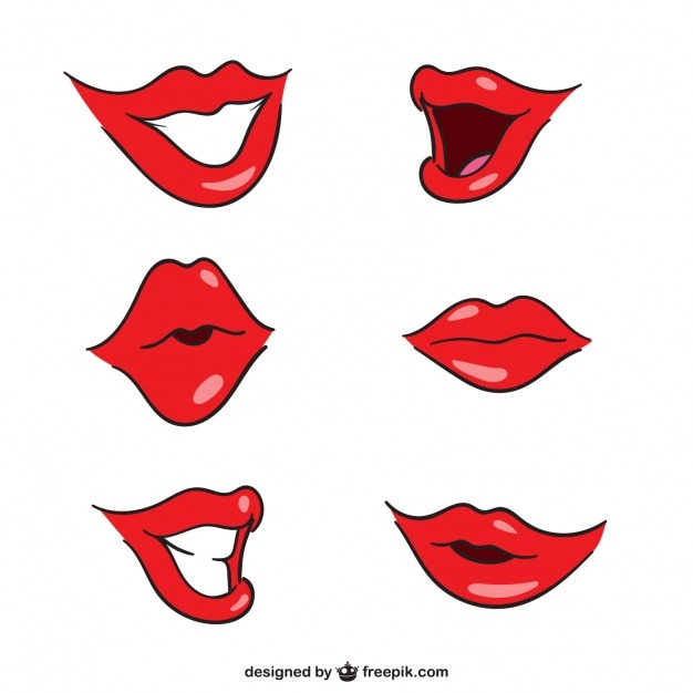 Collection of hand-drawn red lips Vector | Free Download