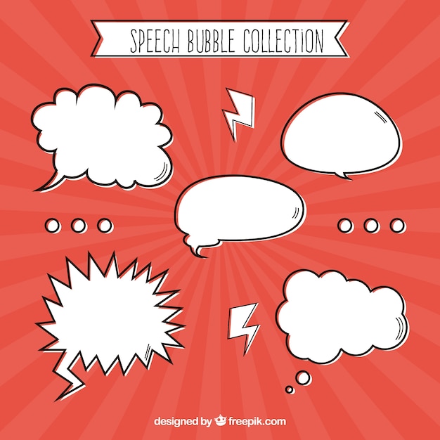 Collection of hand-drawn speech bubble
