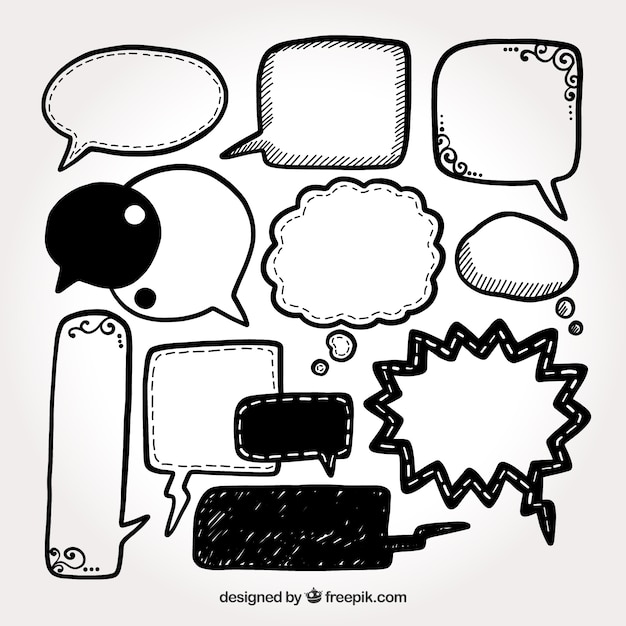 Collection of hand drawn speech bubble