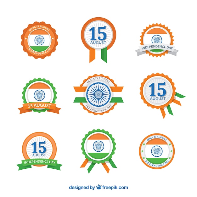 Collection of india retro independence day insignia