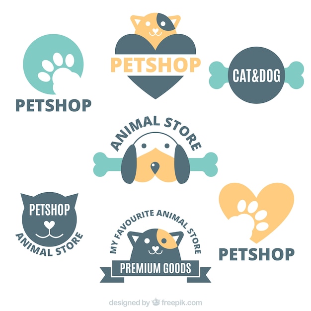 Collection of logos for a pet shop