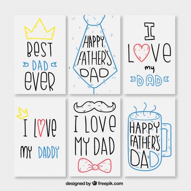 Collection of lovely hand drawn father's day
card