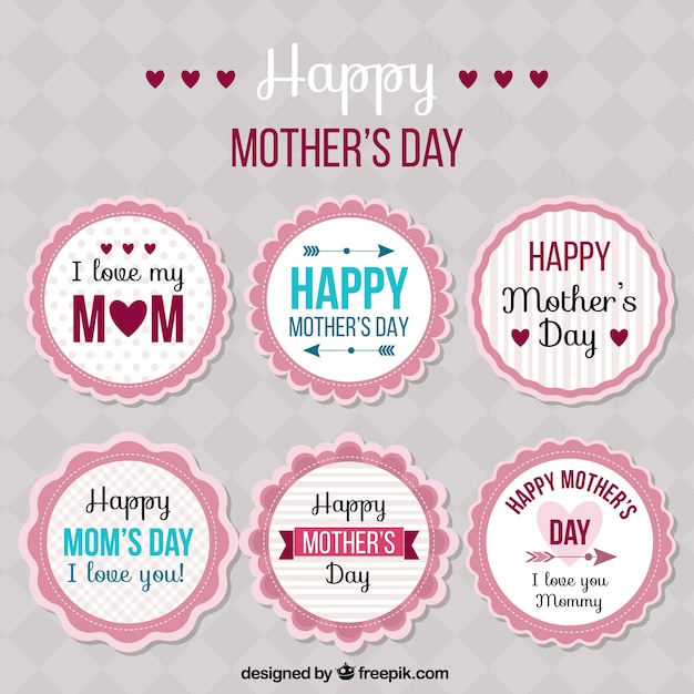 Download Collection of mother's day stickers Vector | Free Download