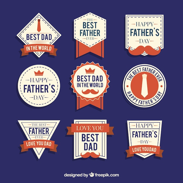 Collection of nine fathers day badges